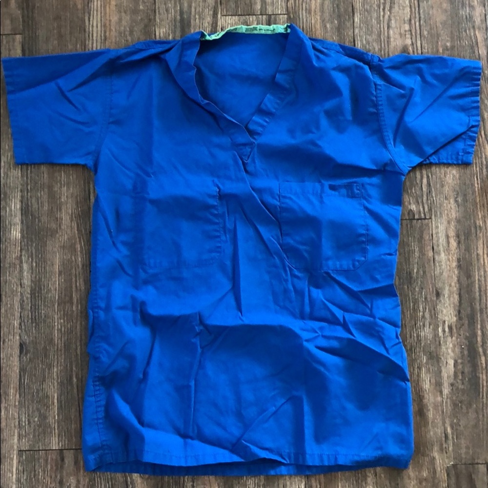 XS blue scrub top